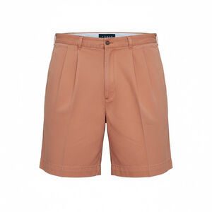 BERLE Men's Pleated 100% Cotton Dark Orange Color Chino Shorts Size 40 Inseam 9"